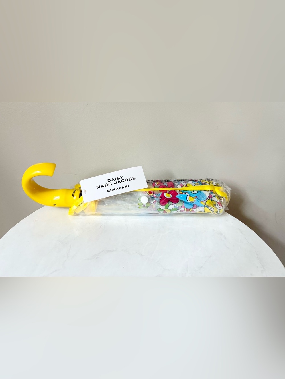 Limited Edition Marc Jacobs Clear Floral Dome Umbrella with Yellow Trim - Picture 2 of 4